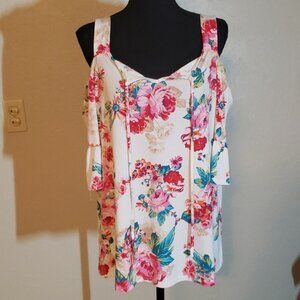 Diana Belle Floral Cold Shoulder Blouse XL